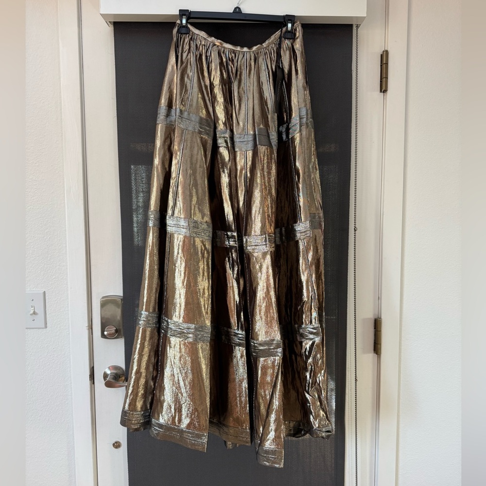 Thakoon Runway Gold Silk Maxi Skirt Sz 2